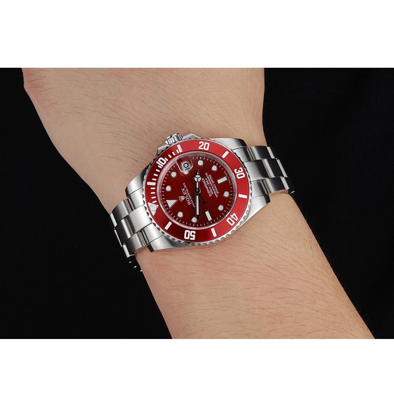 AAA replica watch Rolex 1454154 Bracelet Red Stainless Steel Dial Submariner 0821